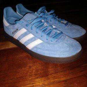 Limited Edition Blue Suede Adidas Samba Sneakers (size 9 1/2).